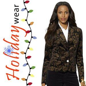 LAUREN Ralph Lauren black and dark gold velvet brocade evening jacket